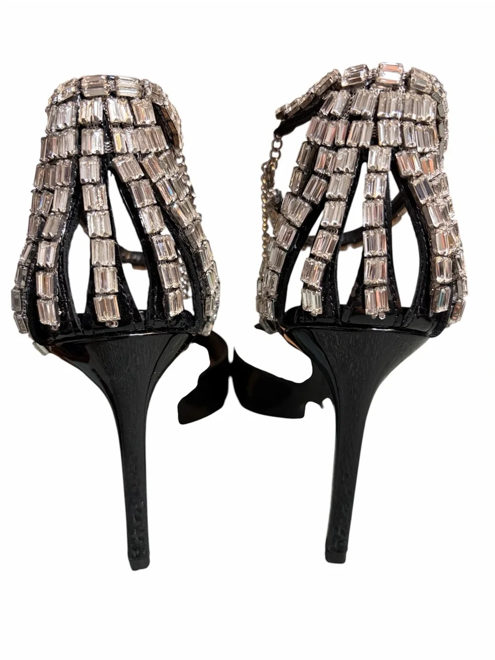 I.N.C. Women's Black Patent Pointed-Toe Heels with Crystal Ankle Straps